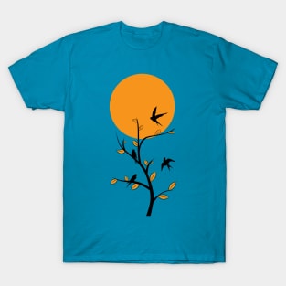 silhouette of a bird at sunset T-Shirt